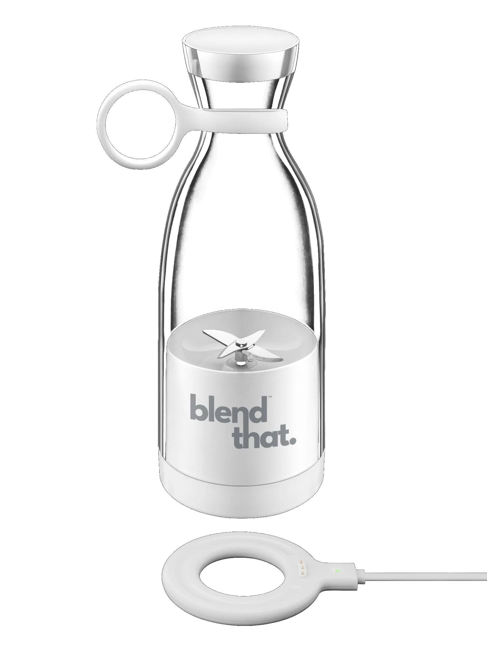 White portable personal blender isolated on transparent background for versatile use in product displays and marketing